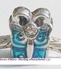 Sterling verzilverde Pandora Style strassbead Vlinder Turquoise