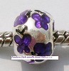 Sterling verzilverde Pandora Style emaille bead Vlinderbol lila