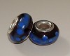 925 Sterling zilveren glasbedel Zwart met blauwe stip