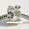 Set van 5 Sterling verzilverde bedels met groen strass