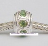 Set van 5 Sterling verzilverde bedels met groen strass