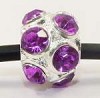 Sterling verzilverde bedel met paars strass