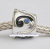 Set van 5 Sterling verzilverde bedels met blauw strass