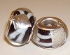 Set van 5 glasbedels Zwart-wit zilverfolie