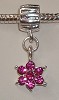 Sterling verzilverde dangle met fuchsia strass