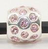 Sterling verzilverde bedel met roze strass