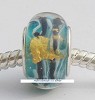 925 Sterling zilveren glasbedel Turquoise gestreept