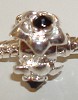 Set van 5 Sterling verzilverde bedels Bloemen met zwart strass