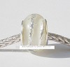 Set van 5 witte glasbedels met zilverfolie spiraal