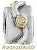925 zilveren bedel met echt gouden accenten en zirconia`s