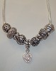 Pandora Style ketting met bedels en dangle in antiek zilver
