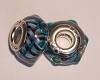 Pandora Style glasbedel Turquoise met puntjes