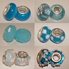 Set van 6 925 zilveren turquoise glasbedels