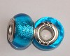 Set van 5 glasbedels Turquoise zilverfolie donker