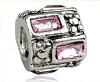 925 Sterling verzilverde bedel met roze strass1