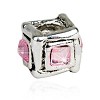 925 Sterling verzilverde bedel met roze strass2