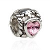 925 Sterling verzilverde bedel met roze strass3