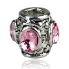 925 Sterling verzilverde bedel met roze strass4