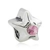 925 Sterling verzilverde bedel Ster met roze strass