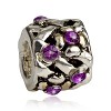 925 Sterling verzilverde bedel met paars strass
