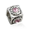 925 Sterling verzilverde bedel met roze strass5a