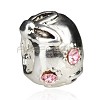 925 Sterling verzilverde bedel met roze strass5b