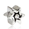 925 Sterling verzilverde bedel met blank strass Ster