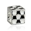 925 Sterling verzilverde bedel Blokje zwart-wit