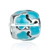 925 Sterling verzilverde bedel met turquoise emaille vlinders