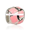 925 Sterling verzilverde bedel met roze emaille vlinders