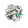 925 Sterling verzilverde bedel Bloem met turquoise strass