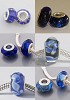 Set van 6 glasbedels in blauw