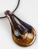 Larenza glashanger met collier Blad Donkerblauw met goud
