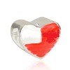 925 Sterling verzilverde bedel roodwit emaille hartje