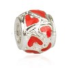 925 Sterling verzilverde bedel Rode hartjes