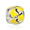 925 Sterling silverplated bedel met gele emaille vlinders