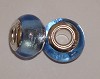 Set van 5 925 zilveren single core glasbedels Blauw zilverfolie