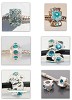 Set van 6 Sterling verzilverde strassbedels in turquoise