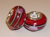 Sterling verzilverde glasbedel Rood met bloem