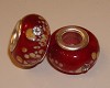 Sterling verzilverde glasbedel donkerrood met strasssteentjes