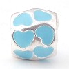 Bedel met klein schroefgat Turquoise emaille hartjes