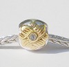 925 Sterling zilveren bicolor bedel Gouden Bloem met strass
