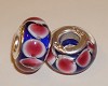Glasbedel Blauw met roze stippen