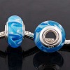 Set van 5 glasbedels Blauw-turquoise gewolkt