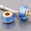 Set van 5 vergulde glasbedels Blauw zilverfolie
