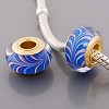 Set van 5 vergulde glasbedels Blauw geveerd