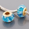 Set van 5 vergulde glasbedels Turquoise gewolkt