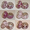 6 Pandora Style glasbedels in roze