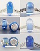 Set van 6 glasbedels in blauw