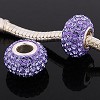 925 Sterling zilveren single core bedel met Paarse echte Swarovski kristallen